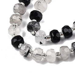 Natural Black Rutilated Quartz Beads Strands&nbsp;G-N327-08S