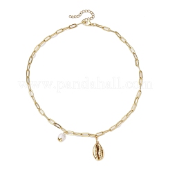 Natural Freshwater Pearl & Electroplated Shell Pendant Necklaces&nbsp;NJEW-JN05105