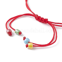 Adjustable Evil Eye Lampwork & Seed Braided Bead Bracelet&nbsp;BJEW-JB09487