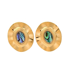 304 Stainless Steel Natural Paua Shell Stud Earrings&nbsp;EJEW-Z103-01G-01