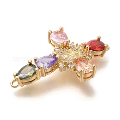 Rack Plating Brass Micro Pave Cubic Zirconia Links&nbsp;X-KK-P287-51G-04