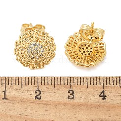 Brass Micro Pave Clear Cubic Zirconia Stud Earrings&nbsp;EJEW-D305-04G