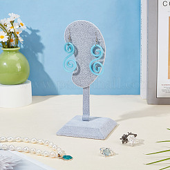 Ear Shaped Velvet & Wood Earrings Display Stands&nbsp;ODIS-WH0061-68A