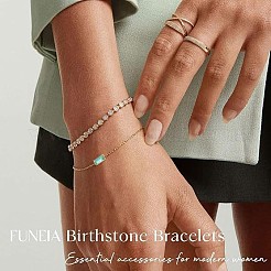 March Birthstone Brass Pave Cubic Zirconia Rectangle Link Bracelets&nbsp;WG17BBA-03
