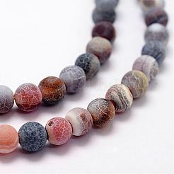 Frosted Natural Weathered Agate Beads Strands&nbsp;G-F367-8mm-07
