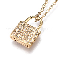 Brass Micro Pave Clear Cubic Zirconia Pendant Necklaces&nbsp;NJEW-R256-07
