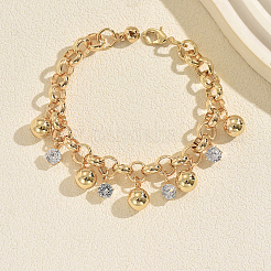 Vintage Iron Pave Clear Cubic Zirconia Round Ball Charm Bracelets for Women&nbsp;WQ0011