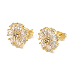 Flower Clear Cubic Zirconia Studs Earrings&nbsp;EJEW-K289-08G