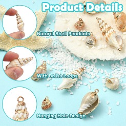 10Pcs 5 Styles Electroplated Natural Mixed Shell Pendants&nbsp;BSHE-YW0001-22