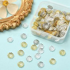 300Pcs 3 Colors Flower Iron Bead Caps&nbsp;IFIN-YW0001-81