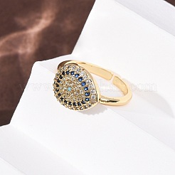 Brass Micro Pave Cubic Zirconia Cuff Open Rings for Women&nbsp;RJEW-K264-09D-G