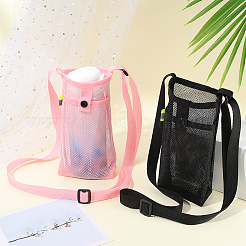2Pcs 2 Colors Polyester Plastic Water Bottle Mesh Pouches&nbsp;AJEW-CN0004-37C