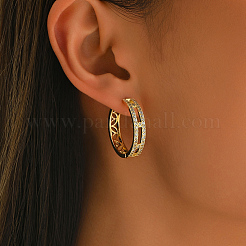 Hollow Brass Clear Cubic Zirconia Hoop Earrings&nbsp;OV8801