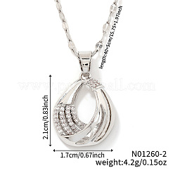 Elegant French Brass Micro Pave Clear Cubic Zirconia Teardrop Pendant Necklaces&nbsp;PV4142-2