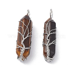 Natural & Synthetic Mixed Gemstone Copper Wire Wrapped Pointed Pendants&nbsp;G-F733-05