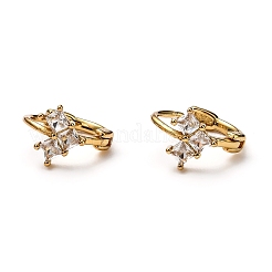 Brass Micro Pave Clear Cubic Zirconia Huggie Hoop Earrings&nbsp;EJEW-H121-20G