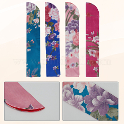 8Pcs 4 Styles Silk Cloth Floral Print Chinese Folding Fan Storage Bags&nbsp;ABAG-CY0001-06