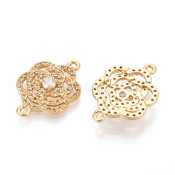 Brass Pave Clear Cubic Zirconia Links/Connector Charms&nbsp;KK-T077-67G