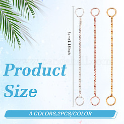 6Pcs 3 Colors Sterling Silver Ends with Chain&nbsp;STER-ME0001-44