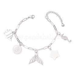 Ocean Theme 304 Stainless Steel Charm Bracelets&nbsp;BJEW-JB12218-03