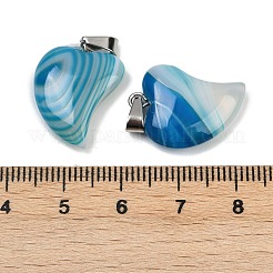 Dyed Natural Banded Agate Heart Pendant Necklaces&nbsp;NJEW-G166-01C
