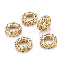Brass Micro Pave Clear Cubic Zirconia European Beads&nbsp;ZIRC-P086-39