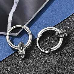 Dinosaur Head 316 Surgical Stainless Steel Hoop Earrings&nbsp;EJEW-G416-23AS