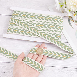 10.5~11 Yards Polyester Embroidery Leaf Ribbons&nbsp;OCOR-GO0001-10