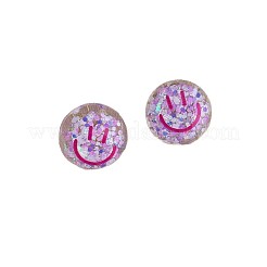 Transparent Acrylic Smiling Face Stud Earrings with Sequins&nbsp;FS-WG0A61D-04