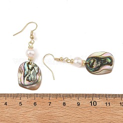 Natural Cultured Freshwater Pearl & Abalone Shell/Paua Shell Beads Dangle Earrings&nbsp;EJEW-JE07313-01