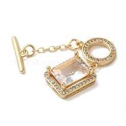 Brass Micro Pave Clear Cubic Zirconia Toggle Clasps&nbsp;KK-N254-87G