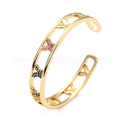 Colorful Cubic Zirconia Butterfly Hollow Out Cuff Bangle&nbsp;BJEW-I298-25G