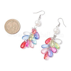 Glass & Plastic Pearl Teardrop Tassel Dangle Earrings&nbsp;EJEW-JE06818