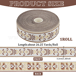 24M Polyester Flower Jacquard Ribbons&nbsp;OCOR-WH0045-22A