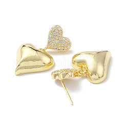 Clear Cubic Zirconia Heart Dangle Stud Earrings&nbsp;EJEW-H135-03G