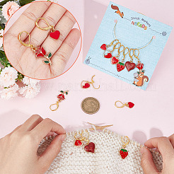 Rose/Heart/Strawberry Alloy Enamel Pendant Stitch Markers&nbsp;HJEW-AB00421