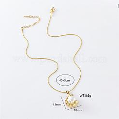 3Pcs Stainless Steel Pave Imitation Pearl Round Pendant Necklaces for Women&nbsp;XK4699