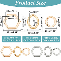 12Pcs 6 Styles Alloy Spring Gate Rings&nbsp;FIND-WR0008-96
