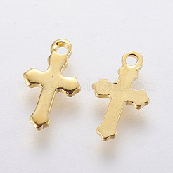 304 Stainless Steel Tiny Cross Charms&nbsp;STAS-F201-01G