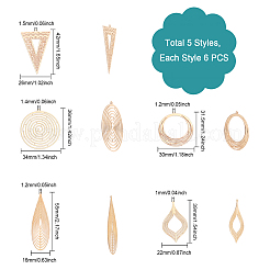 30Pcs 5 Style Brass Pendants&nbsp;KKC-CA0001-09