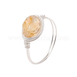 Natural Amethyst & Rose Quartz & Prehnite & Citrine Beads Finger Rings&nbsp;RJEW-JR00836