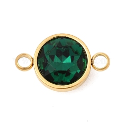 12Pcs 12 Colors 304 Stainless Steel with Faceted K9 Glass Birth Stone Flat Round Links Connector Charms&nbsp;STAS-F139-042G-A