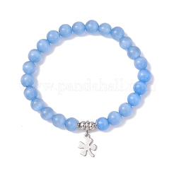 Cat Eye Beads Charm Stretch Bracelets&nbsp;BJEW-JB12464-01
