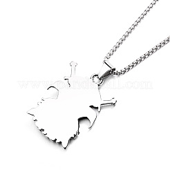 304 Stainless Steel Viking Pirate Double Crow Pendant Necklaces for Men&nbsp;FS-WG00F6C-01