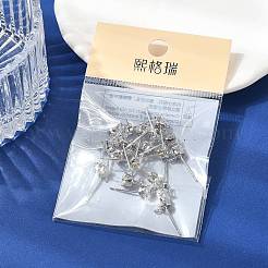 SHEGRACE Brass Clear Cubic Zirconia Flat Round Stud Earring Findings&nbsp;XGR0102P-117P