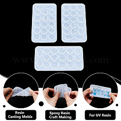 3Pcs Square/Horse Eye/Teardrop DIY Faceted Gemstone Cabochon Silicone Molds&nbsp;DIY-HY0002-70