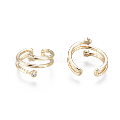 Brass Micro Pave Clear Cubic Zirconia Cuff Earrings&nbsp;EJEW-I249-02G