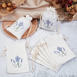 Lavender Printed Cotton Sachet Storage Drawstring Bags&nbsp;ABAG-WH0045-61D