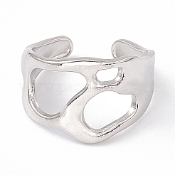 Non-Tarnish 304 Stainless Steel Wide Hollow Open Cuff Ring for Women&nbsp;RJEW-G275-03P