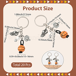 20Pcs Alloy & Wood Keychain&nbsp;KEYC-SC0001-59B